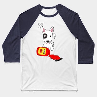 Bull Terrier Spilled a bottle of ketchup Baseball T-Shirt